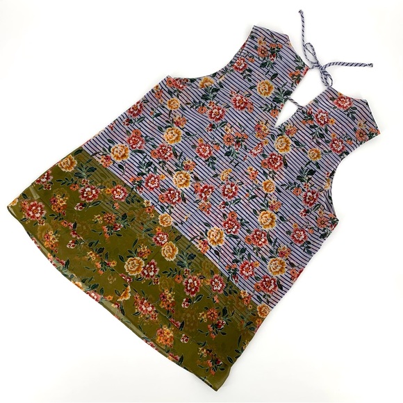 Cabi Penelope Top # 5354, Floral & Striped Print Sleeveless Layered Top, Small - Picture 2 of 16